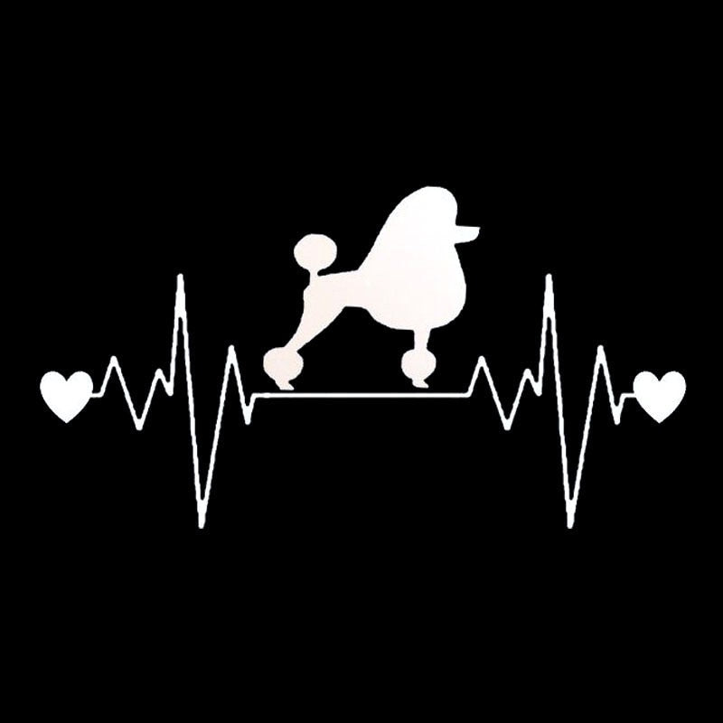 20.3*10.8CM Poodle Heartbeat Lifeline Vinyl Decal Personality Car Stickers Car Styling Truck Accessories Black/Silver S1-1314