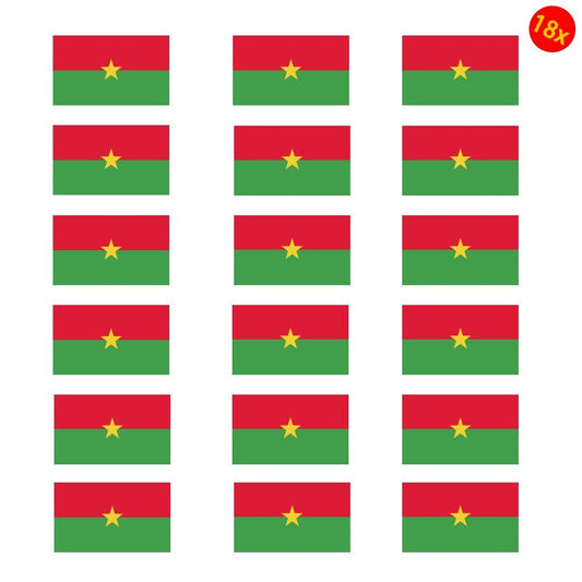 Set of 18x Sticker Vinyl Car Bumper Decal Outdoor Car Window Wall Door World Flag Burkina Faso