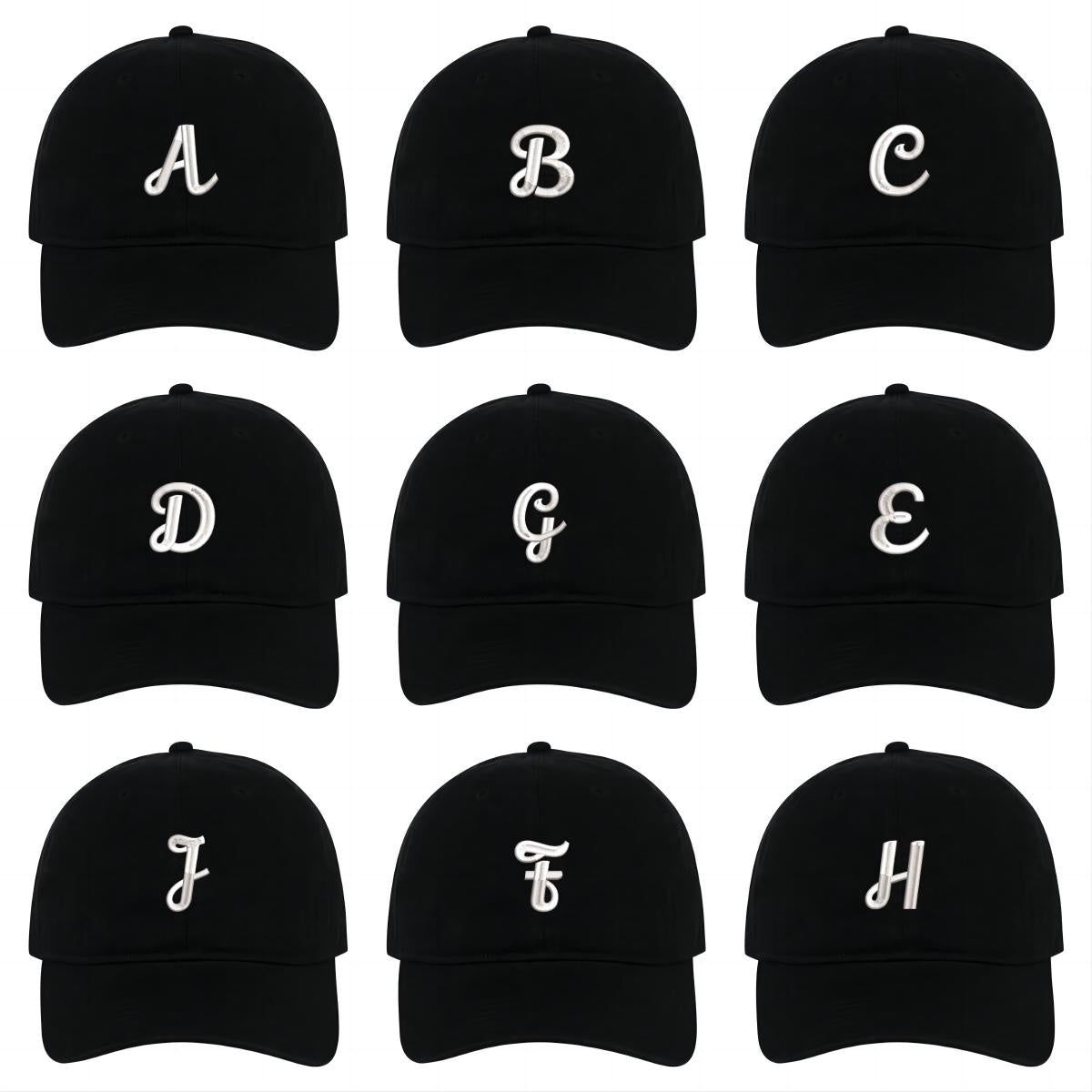 Letter A-Z Baseball Caps Embroidery Cotton Unisex Adjustable Soft and Comfortable Hats