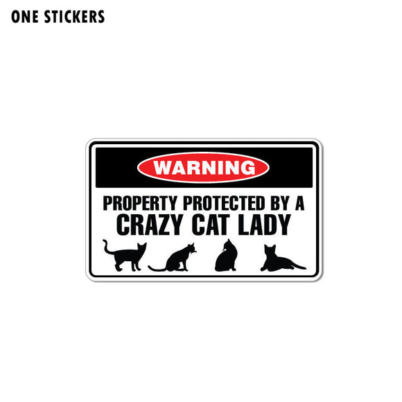 15CM*8.8CM Funny Protected By Crazy Cat Lady Animal PVC Decal Car Sticker 12-1008