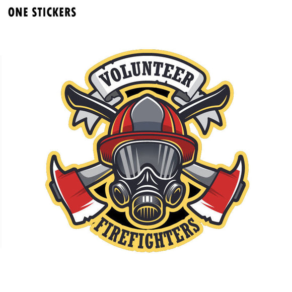 13.9CM*13.9CM Funny Volunteer Firefighter Reflective Car Sticker PVC Decal 12-0659
