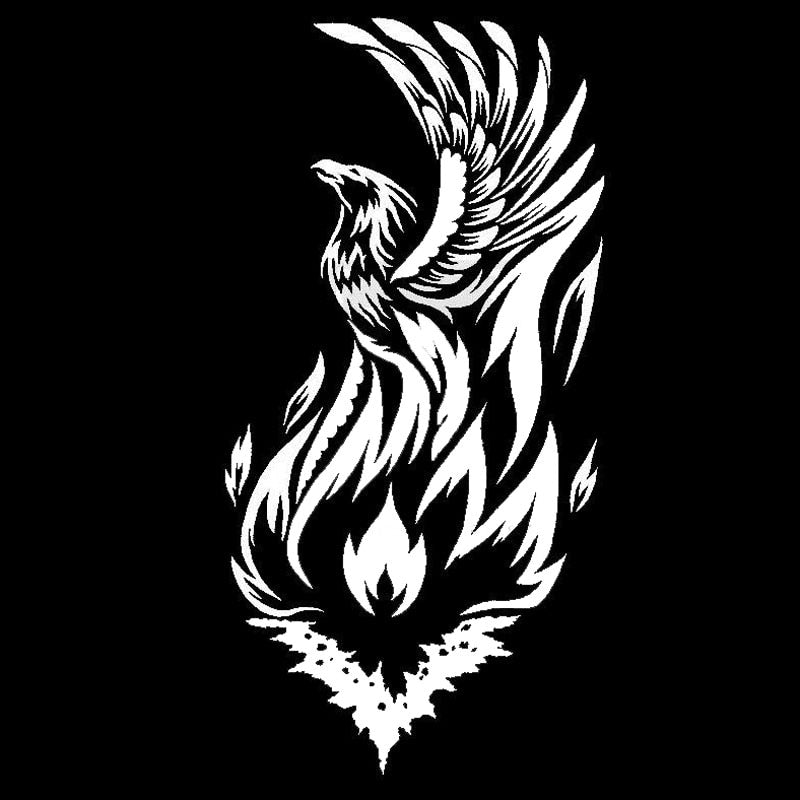 10.1*20CM Mythical Phoenix With Cool Flame Vinyl Car Stickers Reflective Decal Car Styling Black/Silver S1-2484