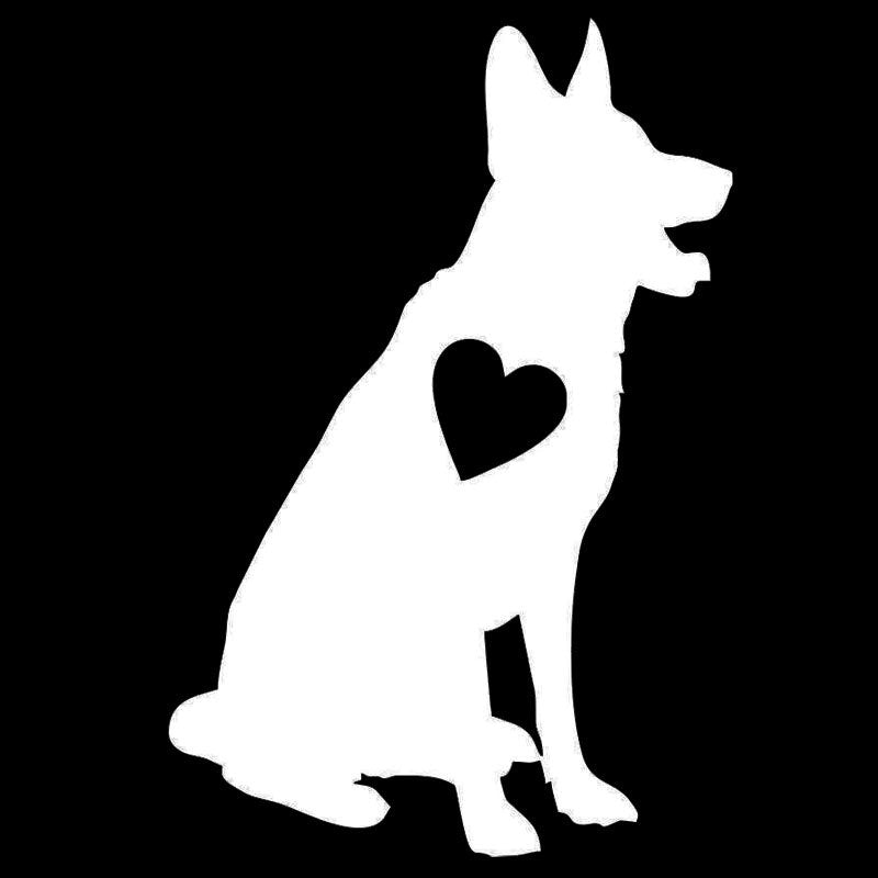 10.2*15.2 CM German Shepherd Heart Pet Love Dog Vinyl Decal Car Stickers Car Styling Truck Decoration Black/Silver S1-1483