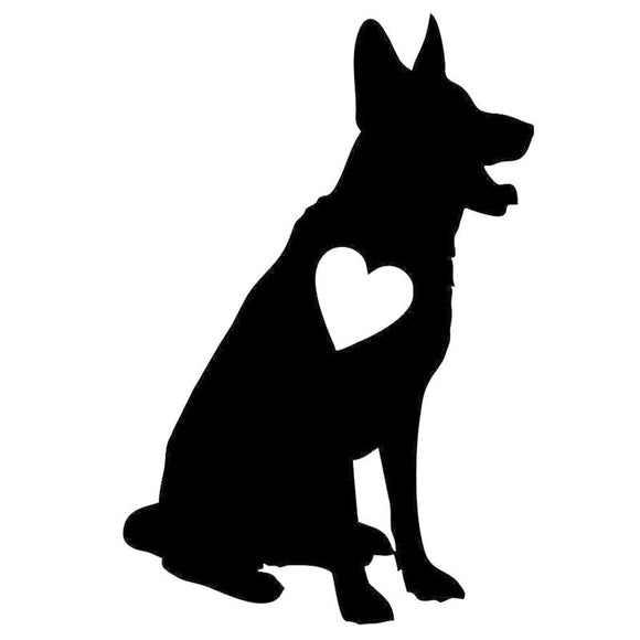 10.2*15.2 CM German Shepherd Heart Pet Love Dog Vinyl Decal Car Stickers Car Styling Truck Decoration Black/Silver S1-1483