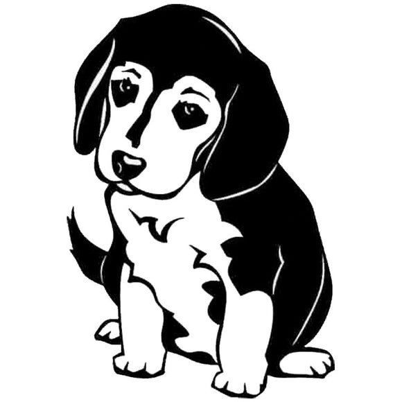 10.3*15.2CM Beagle Puppy Dog Vinyl Decal Cute Reflective Car Stickers Car Styling Decoration Black/Silver S1-0522
