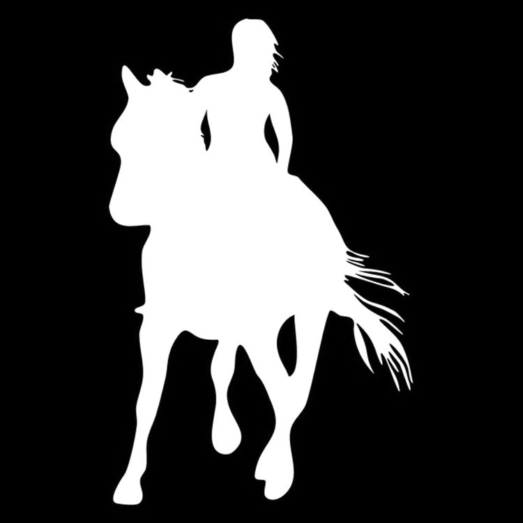 11*18CM Girl Horse Riders Car Sticker Decals Horse Lovers Motorcycle Auto Body Decoration Stickers Decal C2-0084