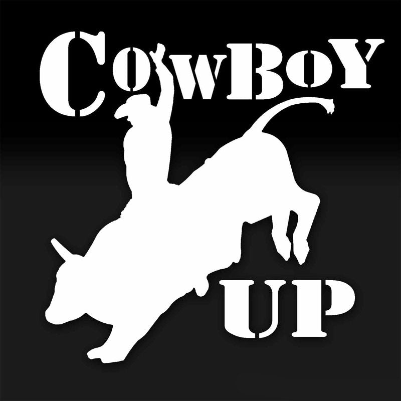 11.8CM*11.4CM Cowboy Up Country Horse Cowboy Farm Bull Riding Decal Sticker Car Styling Sticker Accessories Black/Sliver C8-0716
