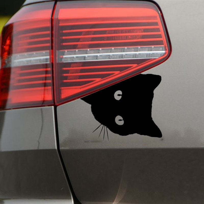 12*15CM CAT FACE PEERING Car Sticker Decals Pet Cat Motorcycle Decorative Stickers Car Window Decals C2-0089