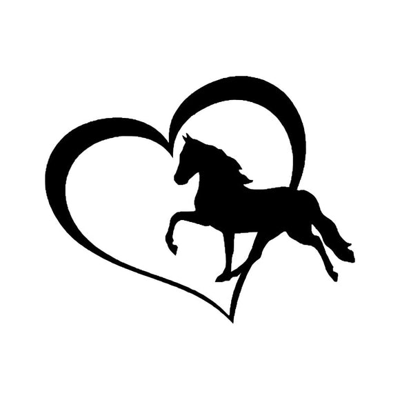 12.7*10.2CM Lovely Horse With Heart Car Sticker Creative Car Styling Bumper Decals Black/Sliver S1-2003