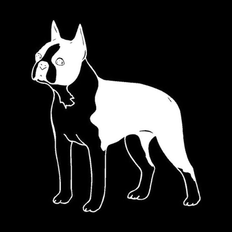 12.7*14.3CM Boston Terrier Dog Car Stickers Personality Vinyl Decal Motorcycle Car Styling Accessories Black/Silver S1-0595