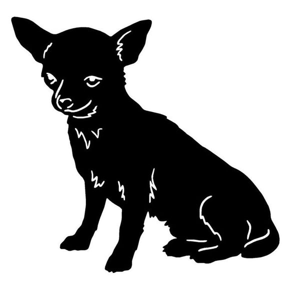 13.2*12.7CM Chihuahua Dog Car Stickers Endearing Vinyl Decal Car Styling Truck Decoration Black/Silver S1-0953