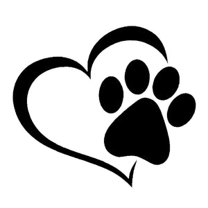 14.1*12.4CM Love The Dog Paw Print Window Decoration Decal Creative Motorcycle Car Stickers Black/Silver S1-0005