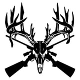 14.3*15.2CM Deer Skull Gun Rifle Hunting Car Styling Fashion Decorative Car Stickers Black/Silver S1-2557