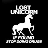 14.5CM*15.2CM Lost Unicorn If Found Drugs Sticker Funny JDM Girl Drift Decals Motorcycle Car Styling Black Sliver C8-1053
