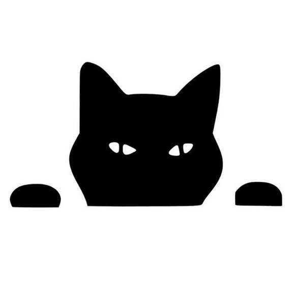 14*7.5CM Pet CAT PEEPING Cat Fun Car Stickers And Decals Motorcycle Car Styling Black/Silver C2-0142