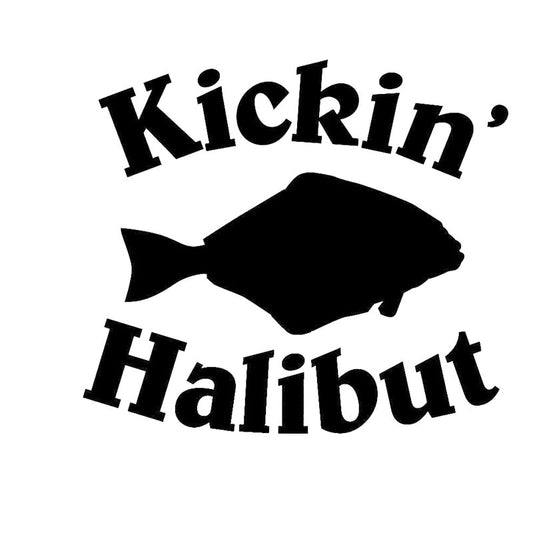 14CM*12.4CM Kickin Halibut - Fishing Car Sticker Car Stylings Auto Accessories Decoration Black Sliver C8-0770