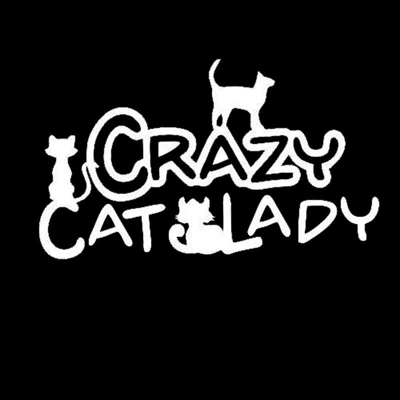 14CM*8CM Crazy Cat Lady Sticker Vinyl Decal Car Sticker Black/Sliver C8-0033