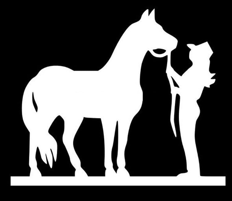 15*12.5CM COWGIRL AND HORSE Car Stickers Motorcycle Decals Car Styling Black/ Silver C2-0221