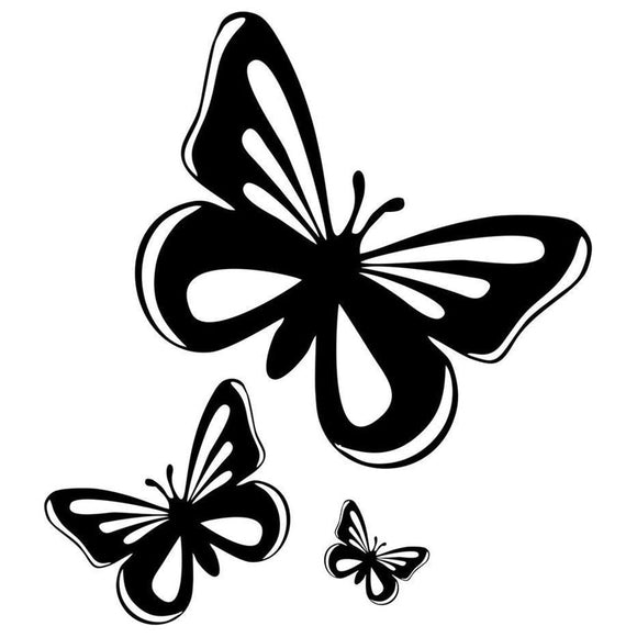 15.2*17CM Beautiful Butterflies Fashion Vinyl Car Stickers Animal Car Styling Decals Black/Silver S1-2894