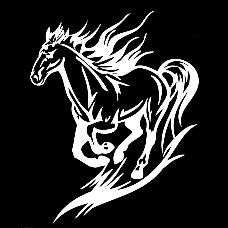 15.2*18.9CM Stylish Galloping Horse Car Styling Decal Vinyl Reflective Car Stickers Black/Silver S1-2070
