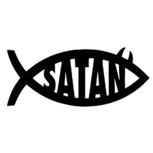 15.2CM*6.2CM Satan Fish Jesus Devil God Motorcycle Car Stickers Emblem Car Accessories In Black Sliver C8-0260