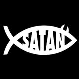 15.2CM*6.2CM Satan Fish Jesus Devil God Motorcycle Car Stickers Emblem Car Accessories In Black Sliver C8-0260