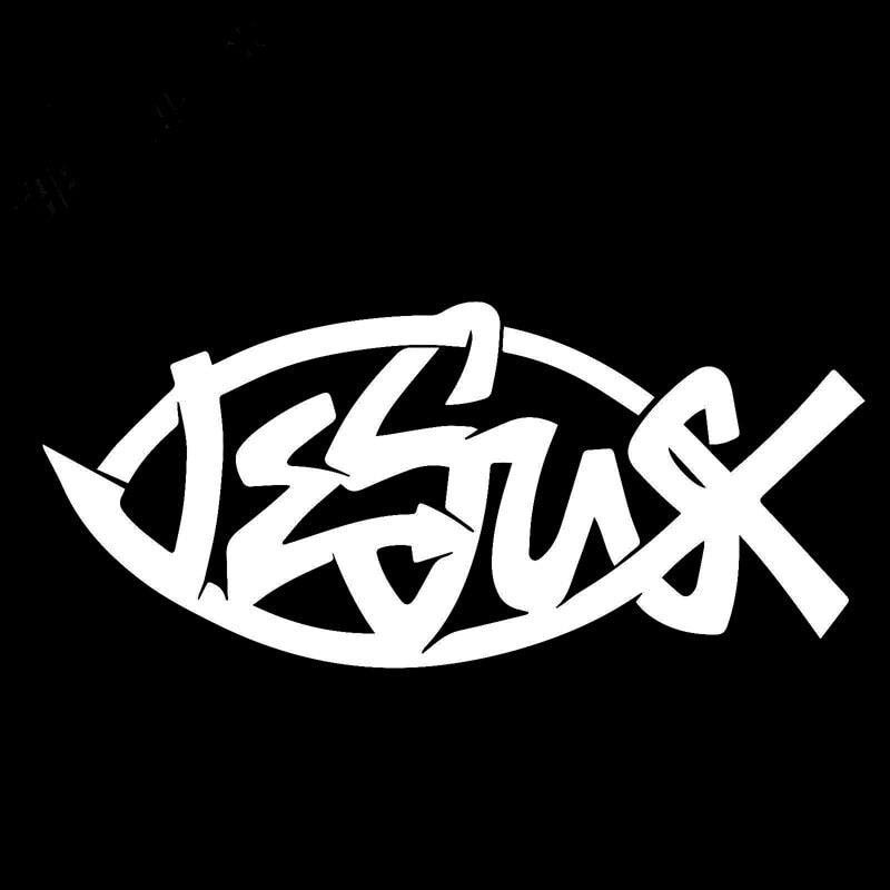 15.2CM*6.7CM Jesus Fish Christian God Car Styling Accessories Motorcycle Car Stickers And Decals Black/Sliver C8-0723