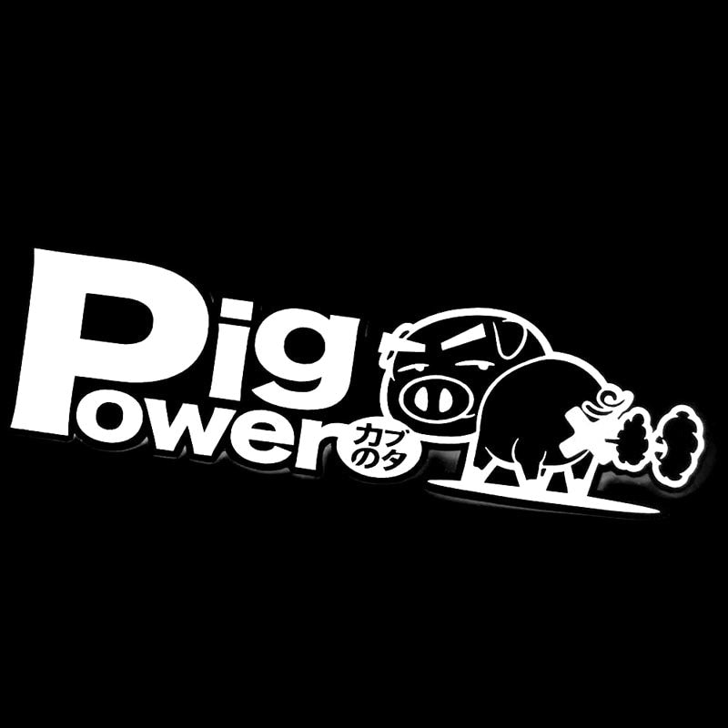 15.5CM*4.5CM Pig Power Inside Blow Out JDM Stickers Decals Racing Car Emblems Fart Funny Cute Car Stickers Black/Sliver C8-0189