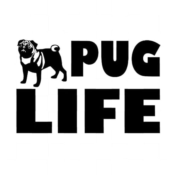 15CM*9.8CM PUG Life Thug Cute Puppy Dog Car Window Wall Vinyl Decal Sticker Motorcycle Decorating Sticker Black/Sliver C8-0194