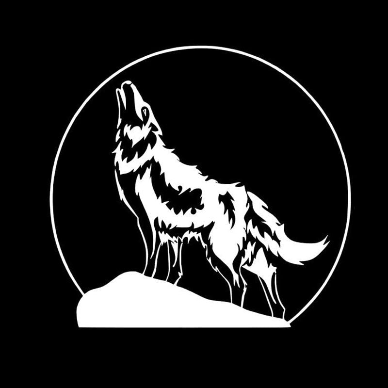 16.1*15CM The Moon And Howling Wolf Classic Car Sticker Vinyl Hunting Car Styling Decal Black/Silver S1-2313