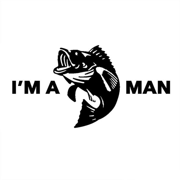 16.5CM*8.7CM I'm a Bass Man Vinyl Funny Decal Bass Fishing Outdoors Humor Decoration Decal Styling Black Sliver C8-0714