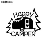 16CM*12.9CM Personalized Lettering Art Happy Camper Vinyl Decal Car Sticker Black/Silver C11-1329