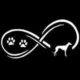 17.7*8.9CM Greyhound Dog Eternity Paw Print Car Stickers Fashion Vinyl Decal Car Styling Decoration Black/Silver S1-0696