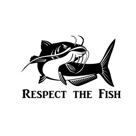 17.8CM*11.3CM Respect The Fish Sticker Bass Crappie Walleye Salmon Finder Decals Car Sticker And Stylings Black/Sliver C8-1352