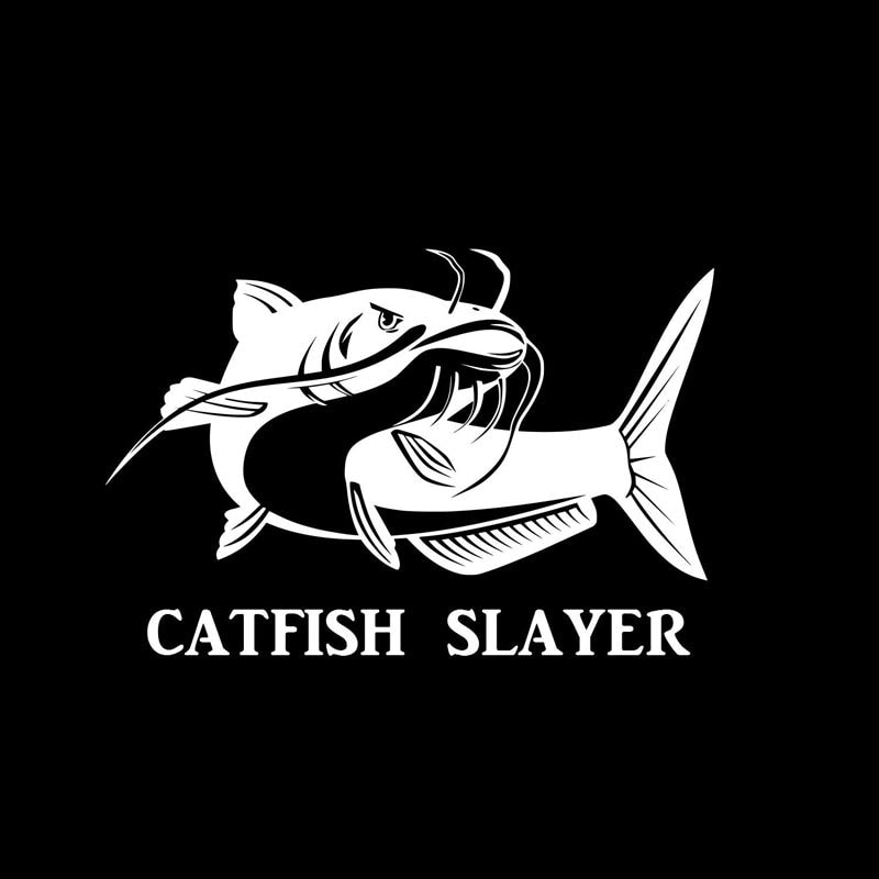 17.8CM*12.1CM Catfish Slayer Fishing Sticker Bass Car Sticker Vinyl Decal Decorate Sticker Accessories Black/Sliver C8-1362