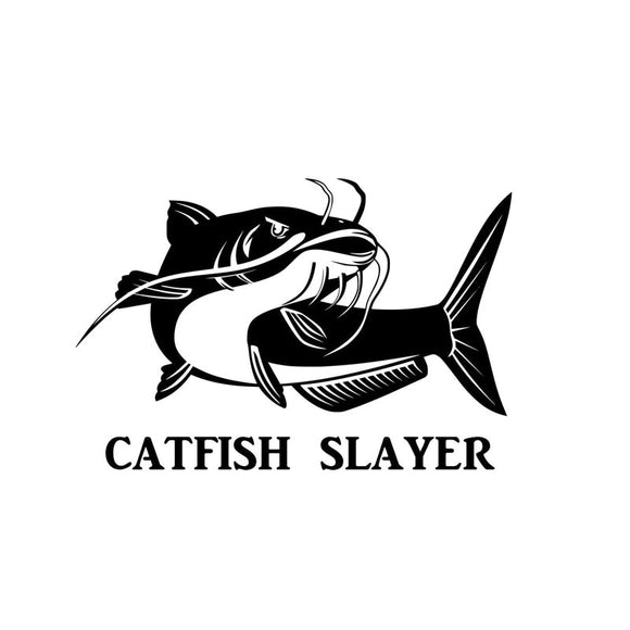 17.8CM*12.1CM Catfish Slayer Fishing Sticker Bass Car Sticker Vinyl Decal Decorate Sticker Accessories Black/Sliver C8-1362