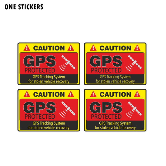 4X 7.3CM*4.8CM Warning Car Sticker Caution GPS Tracking  System Protected Decal PVC