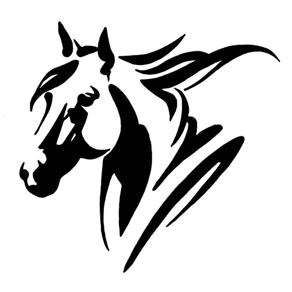 20*19.3CM Creative Car Styling Horse Head Vinyl Reflective Car Sticker And Decal Black/Silver S1-2112
