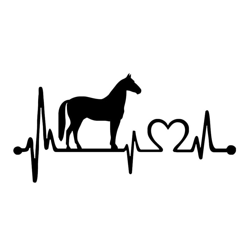 20.5*9.9CM Fashion Horse Heartbeat Decorative Car Sticker Animal Car Styling Decals Black/Sliver S1-2002