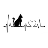 20*8.9CM Pet Cat Heartbeat Lifeline Vinyl Decal Creative Car Stickers Car Styling Truck Accessories Black/Silver S1-1446
