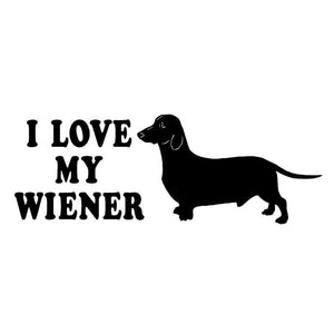 21.6CM*7.6CM Dachshund Decal I Love My Wiener Dog Funny Vinyl Car Sticker Car Styling Funny Car Decoration Black Sliver C8-0485
