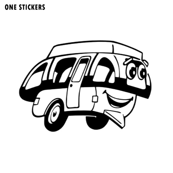 17.2CM*12CM Cartoon Fun Happy Camper Vinyl Car Window Sticker Decal Black/Silver Graphical C11-1320