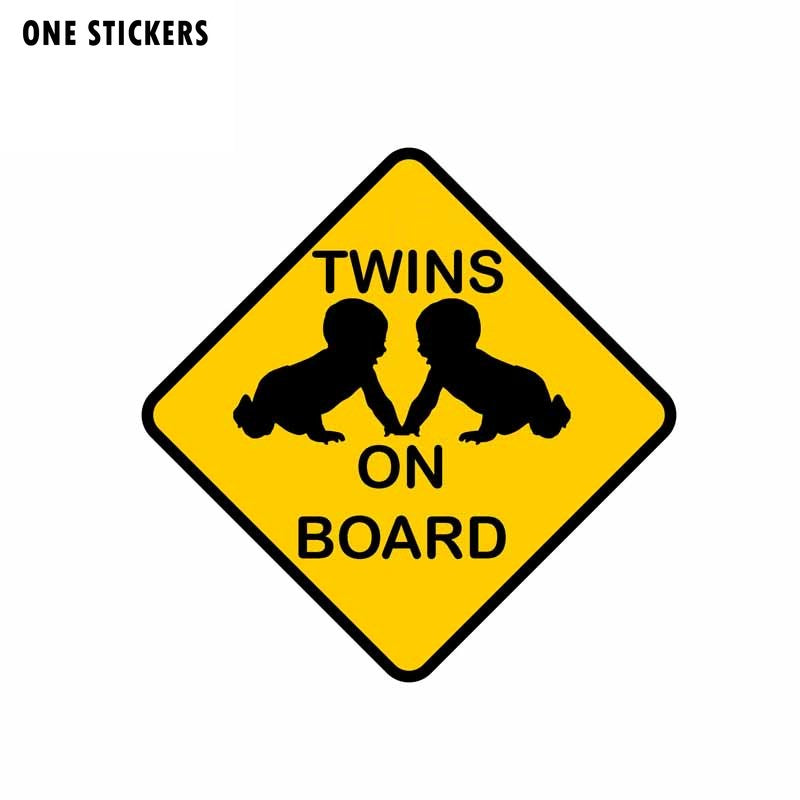 13.1CM*13.1CM TWINS ON BOARD Car Sticker Lovely Baby Decal PVC 12-40007