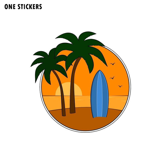 12.2CM*12.2CM Surf Sticker Palm Trees Car Sticker Funny Decal PVC 12-0548