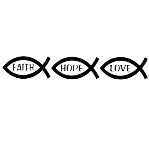 30.5CM*4.8CM Christian Fish Faith Hope Love Sticker Stance Car Stickers Car Styling And Accessories Black Sliver C8-1275