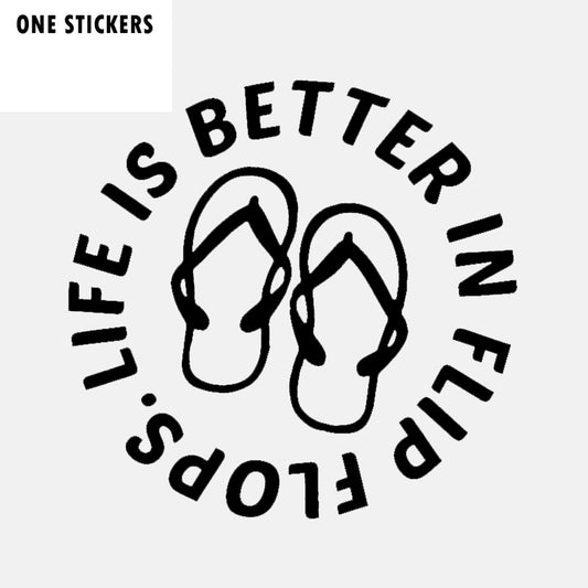 15.7CM*15.2CM Personality Life Is Better In Flip Flops Vinyl Motorcycle Car-styling Decal Car Sticker C11-1591