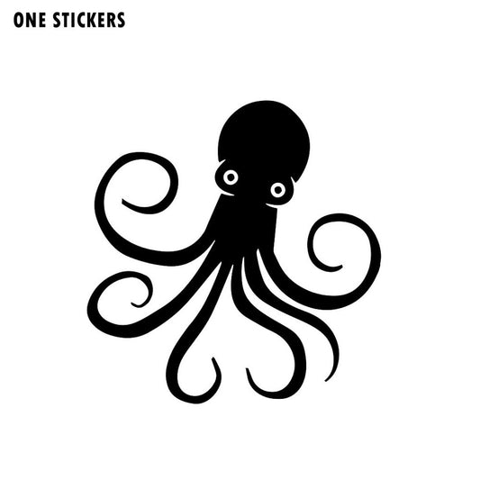 14.6cm*15.9cm Sprightly Lovable Mollusk Multi Legged Bright Octopus Vinyl Black/Silver Car Sticker Decal C18-0207
