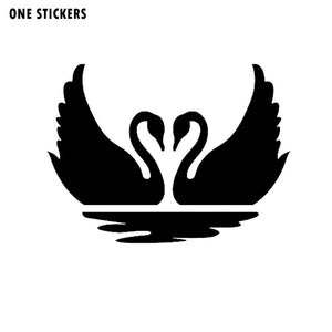 16cm*11.9cm Funny Swan Birds Animals Heart Love Couple Decoration Car Sticker Decal Black Silver Vinyl Graphical C15-1089
