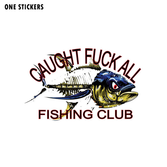 15CM*9.7CM Creative Funny Caught ALL Fishing Club Decal PVC Car Sticker 12-0421