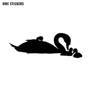20CM*6.9CM Swimming Swan Family Lovely Car Body Decals Sticker Vinyl Car Styling Car Stickers Black/Silver C15-1057